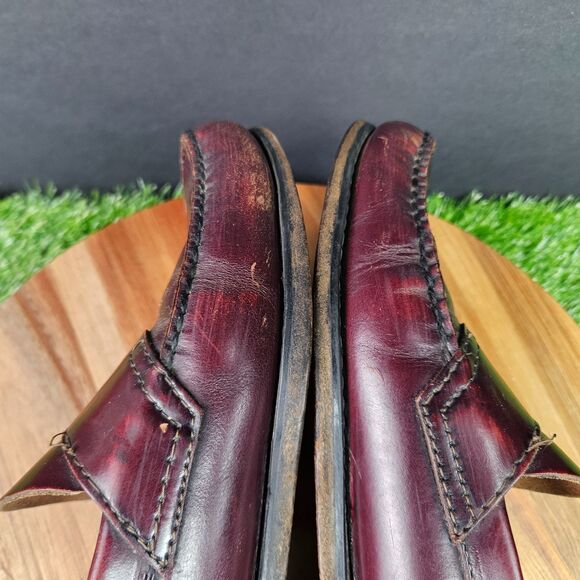 GH Bass Weejuns Logan Shoes Mens Size 9.5 D Burgundy Leather Penny Loafers